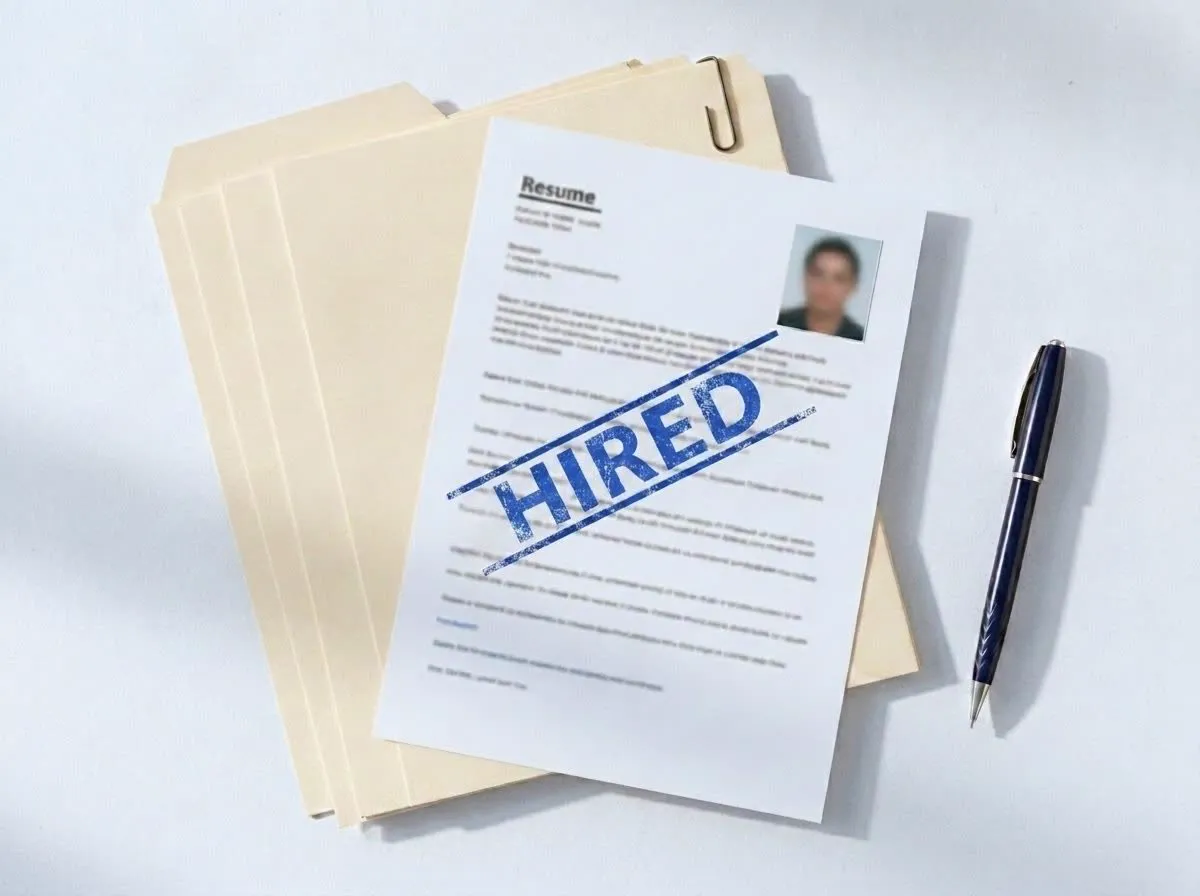 Candidate file stamped HIRED